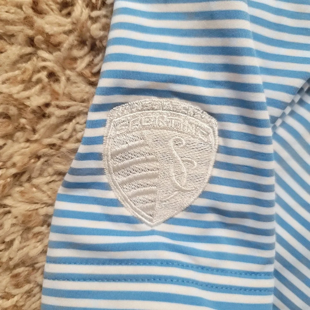 Vineyard‎ Vines Polo Shirt Mens 2XL Blue Striped Sporting KC Performance Golf - Picture 4 of 7
